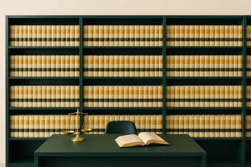 Modern legal library scene